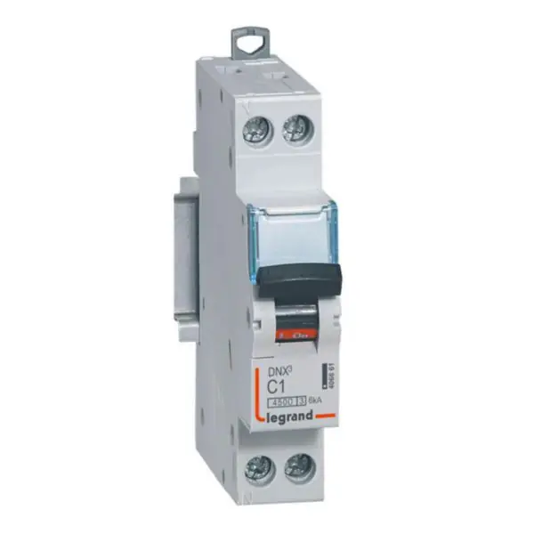 Disjoncteur Phase+Neutre DNX³4500 6kA arrivée et sortie borne à vis - 1P+N 230V~ 1A courbe C - 1 module - LEGRAND Offre Exclusive