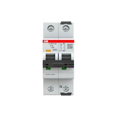 Disjoncteur S301P 25kA 1P+N C 6A - ABB2CDS381103R0064 Authentique