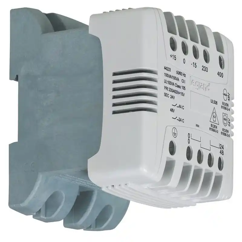 Petit Prix Transformateur de commande et sécurité à connexion à vis primaire 230V à 400V et secondaire 24V~ à 48V~ - 40VA - LEG044231