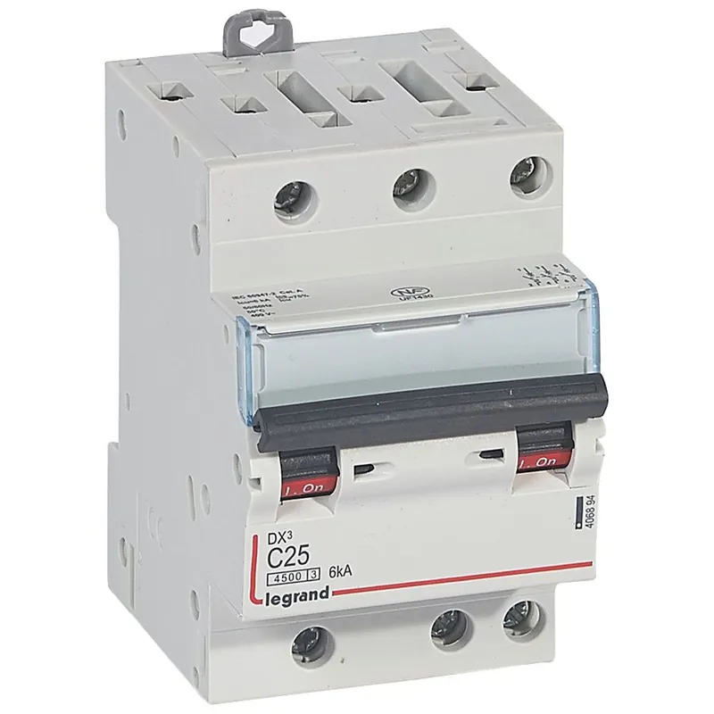 DX³ Disjoncteur 3P courbe C 25A 4,5kA/6kA 3M - LEG406894 Commande En Gros