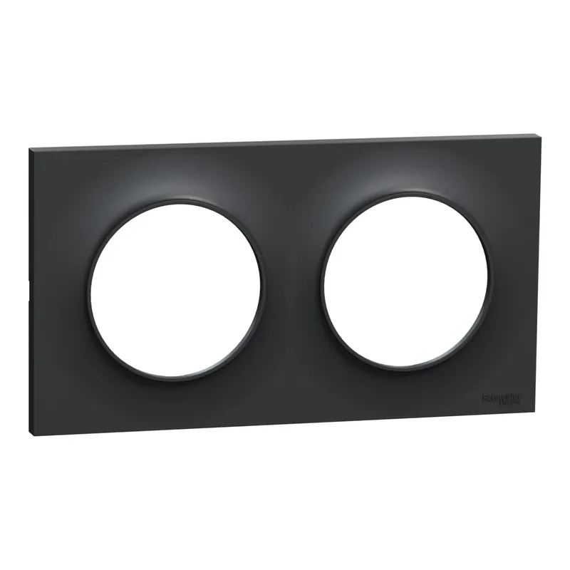 Schneider - Odace 2011 - Styl - Plaque 2 postes - Entraxe 71 mm - Anthracite - Réf S540704 Usine Directe