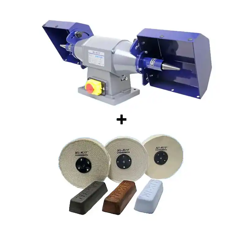 Petit Prix KIT DE DÉMARRAGE TOURET À POLIR NI-KIT 200 MM, 750 W, COMPLET AVEC KIT DE POLISSAGE