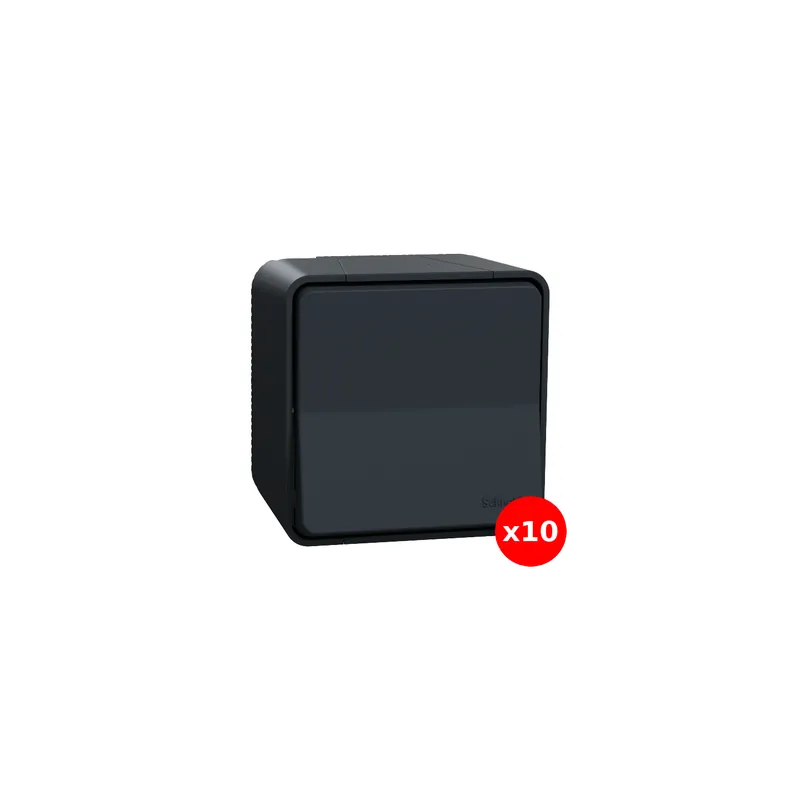 Bon Marché Schneider - Mureva Styl - LOT de 10 Va et vient - Connexion auto - Saillie - IP55/IK08 - Gris - Ref. MUR35021x10