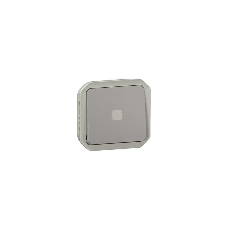 Legrand - Plexo L - Interrupteur temporisé lumineux sans neutre - 8A - 250V - composable - IP55/IK07 - Gris - Réf 069504L Haute Qualité