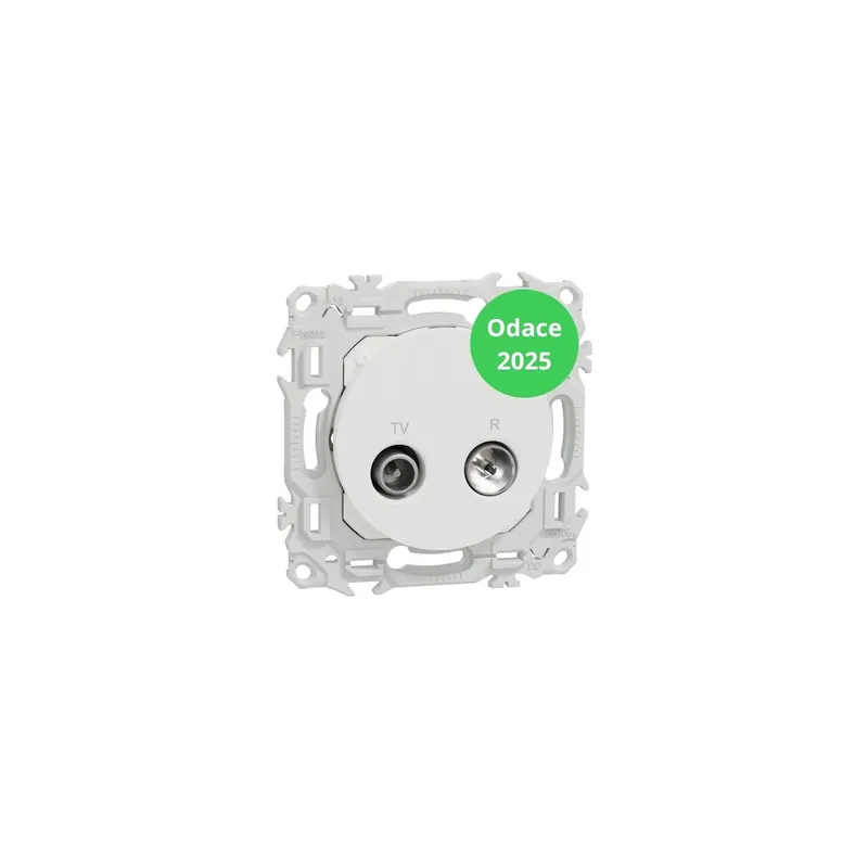 Schneider - Odace 2025 - Prise TV / FM - Sorties coaxiales - Blanc craie - Réf S920451 Vente Directe