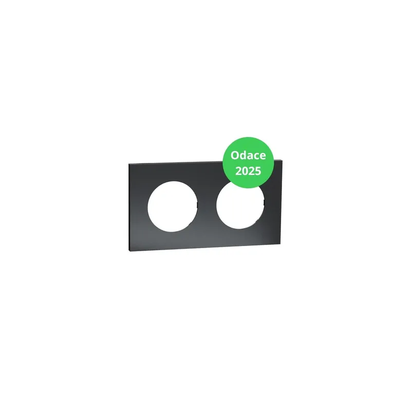 Schneider - Odace Métal 2025 - Plaque de finition 2 postes - Effet Perle Noire support noir - Réf S912704 Réduction