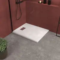 Populaire Pack Receveur Blanc Effet Pierre 100x80 cm et Grille décor Perforée en Inox - PACK ROCK 2