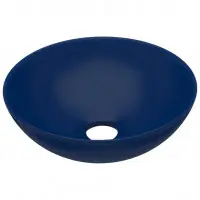 Prix Réduit Lavabo de salle de bain rond vasque à poser de toilette lave-mains de cuisine salle cosmétique maison intérieur 28 cm céramique bleu foncé 02_0002721