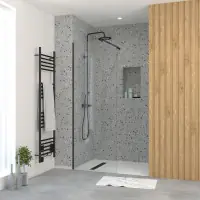 Paroi de Douche 70x195 cm en Verre Trempé 5 mm - Finition Noire - DARK ELEMENTARY Marque