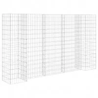 Achat Immédiat Jardinière à gabion en H panier de gabion parterre surélevé de fleurs plantes jardin terrasse extérieur fil d‘acier 260 x 40 x 150 cm 02_0000866