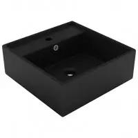 Lavabo carré de luxe à trop-plein vasque à poser de toilette lave-mains de salle de bain salle cosmétique maison noir mat 41 x 41 cm céramique 02_0002695 Livraison Express