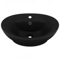 Lavabo ovale de luxe à trop-plein vasque à poser de toilette lave-mains de salle de bain salle cosmétique 58,5x39 cm céramique noir mat 02_0002684 Prix Promo