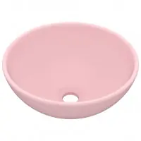 Offre Du Jour Lavabo rond de luxe de salle de bain vasque à poser de toilette lave-mains salle cosmétique intérieur 32,5 x 14 cm céramique rose mat 02_0002708