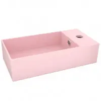 Lavabo de salle de bain avec trop-plein vasque à poser de toilette lave-mains de cuisine salle cosmétique maison 48 x 25 cm céramique rose 02_0002730 Jusqu'à Épuisement Des Stocks