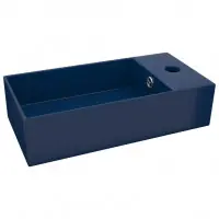 Lavabo de salle de bain avec trop-plein vasque à poser de toilette lave-mains de cuisine salle cosmétique maison céramique 48 x 25 cm bleu foncé 02_0002732 Haute Qualité