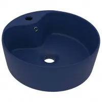 Produit De Marque Lavabo de luxe avec trop-plein vasque à poser de toilette lave-mains de salle de bain salle cosmétique maison 36 x 13 cm céramique bleu foncé mat 02_0002776