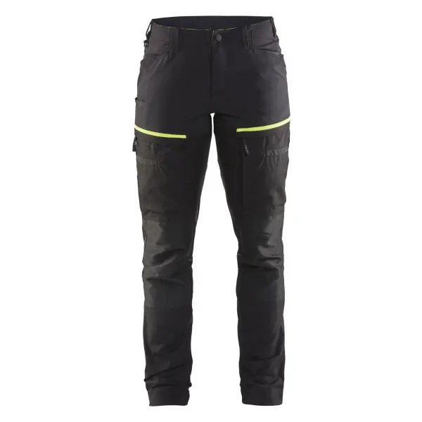 Paiement Sécurisé Pantalon de service pour dames avec stretch Noir/Jaune C32