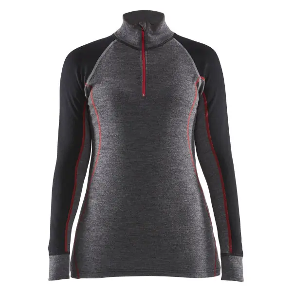 Offre Limitée T-shirt thermique femme avec fermeture éclair XWarm gris moyen/noir L