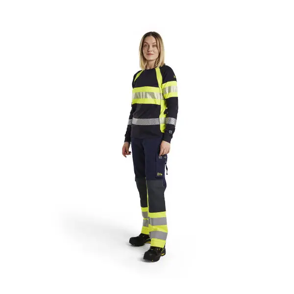 Expédition Rapide Pantalon de travail Multinorm pour femme Bleu marine/ Jaune haute visibilité C36