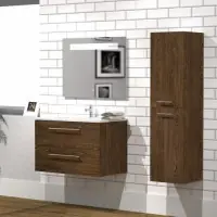 Seulement Aujourd'hui Meuble NEPTUNE Héritage Chêne 80 cm - Miroir antibuée KATHY