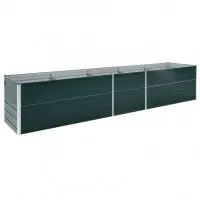 Meilleur Prix Jardinière lit surélevé plantes fleurs jardin acier galvanisé 400 x 80 x 77 cm vert 02_0001121