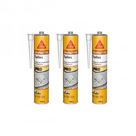 Top Vente Lot de 3 colles souple SIKA pour tuiles Sikaflex 145 - 490g