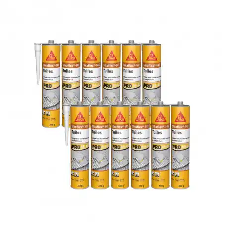 Affaire À Saisir Lot de 12 colles souple SIKA pour tuiles Sikaflex 145 - 490g