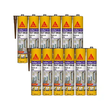 Lot de 12 mastics colle multi-usages SIKA Sikaflex 11 FC Purform - Marron - 300 ml Meilleur Prix