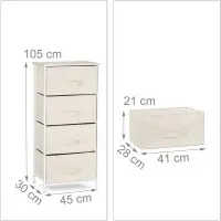 Commode meuble de rangement étagère avec tiroirs tissu beige 13_0002582_3 Promotion Saisonnière